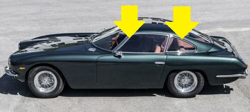 Lamborghini 400 GT - Set of Frames at Roof / Rahmen an Dachrand (Satz)